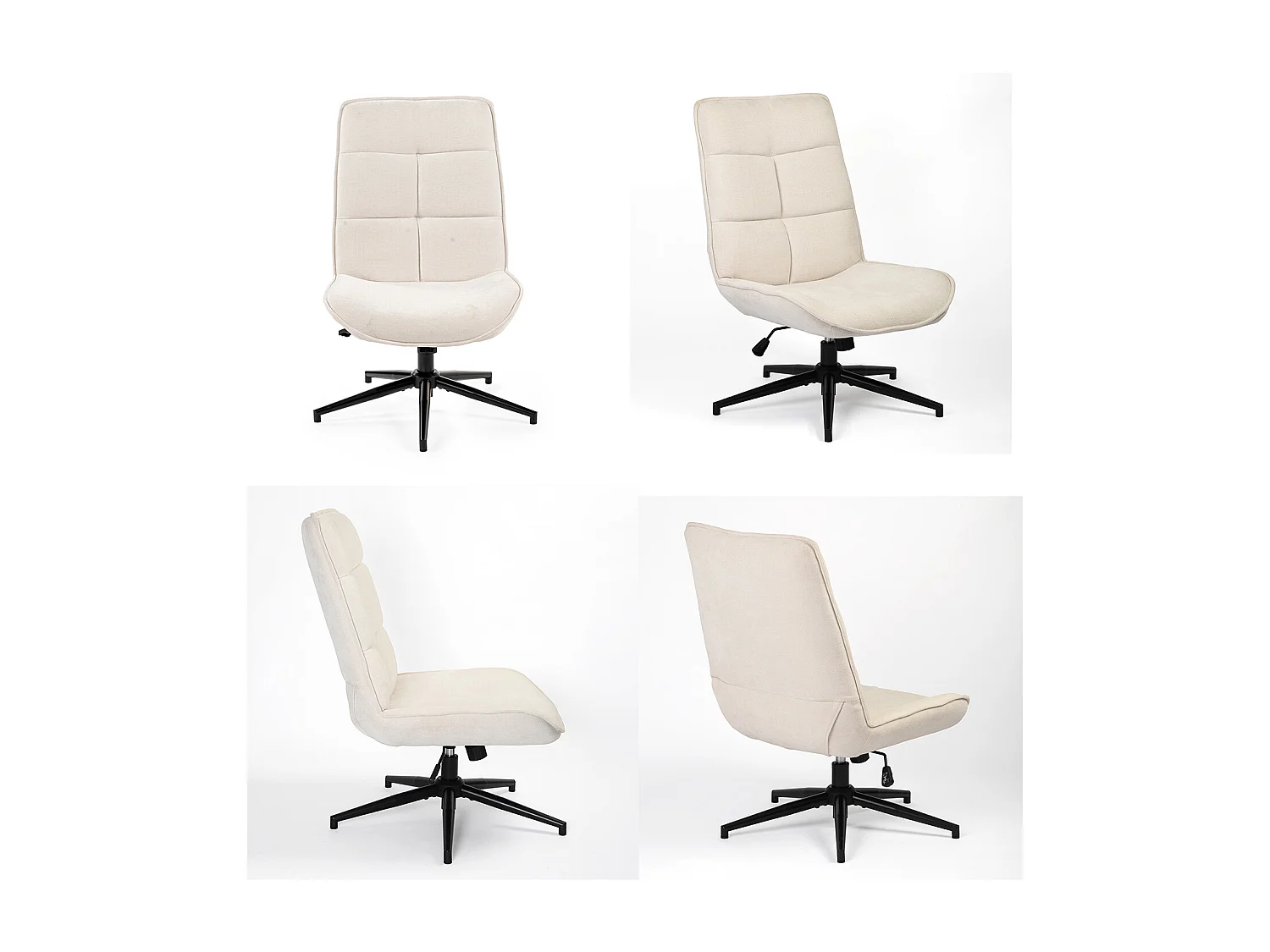 Fauteuil pivotant réglable en hauteur sans accoudoir en chenille style moderne,CHARLOTTE