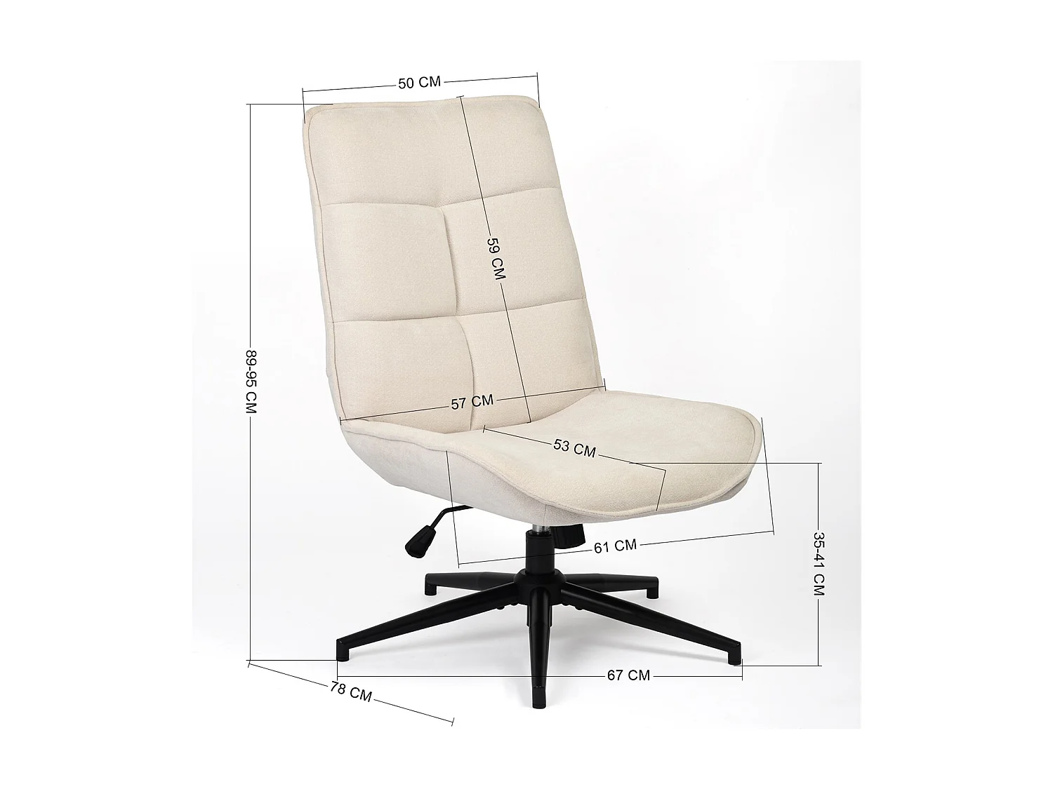 Fauteuil pivotant réglable en hauteur sans accoudoir en chenille style moderne,CHARLOTTE