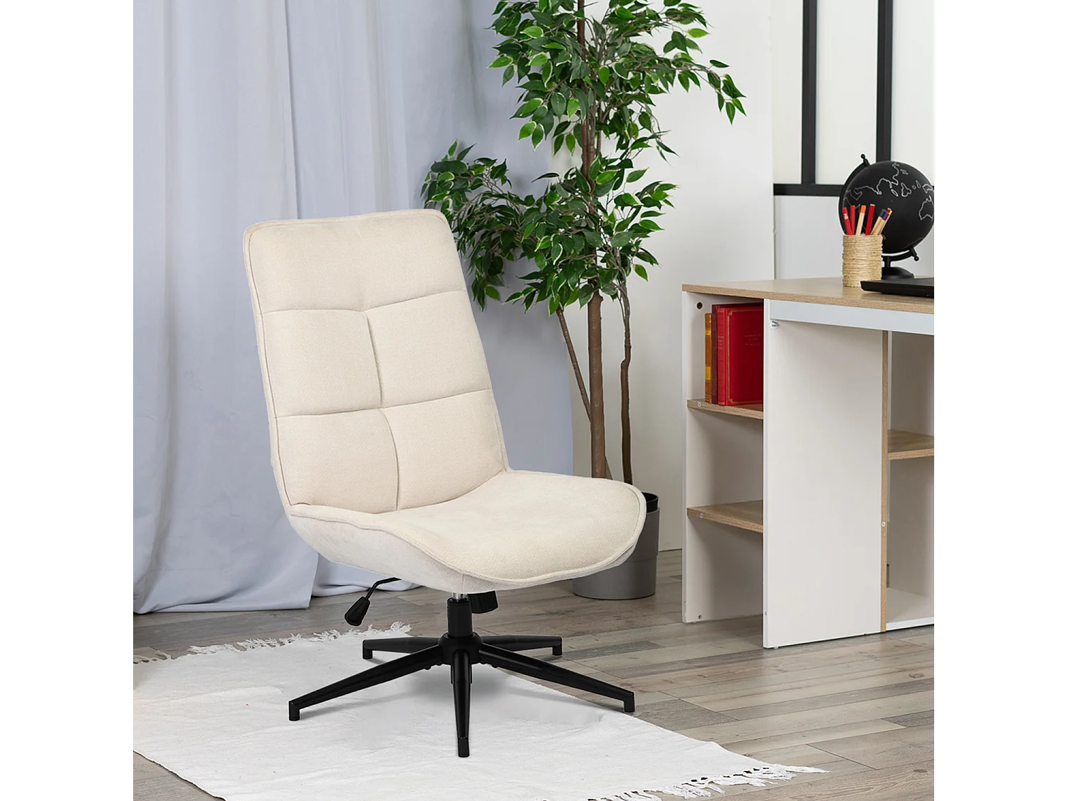 Fauteuil pivotant réglable en hauteur sans accoudoir en chenille style moderne,CHARLOTTE