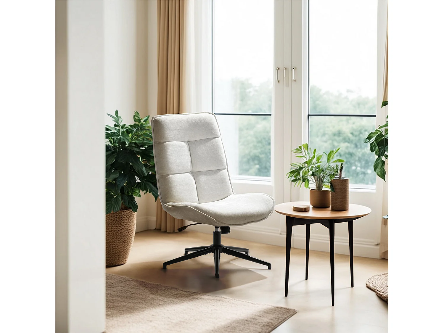 Fauteuil pivotant réglable en hauteur sans accoudoir en chenille style moderne,CHARLOTTE