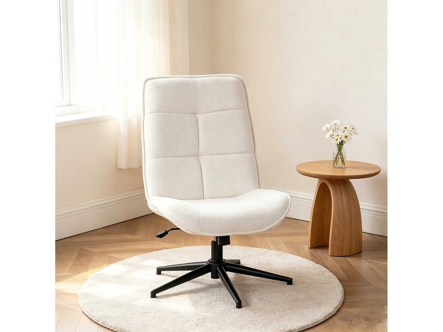 Fauteuil pivotant réglable en hauteur sans accoudoir en chenille style moderne,CHARLOTTE