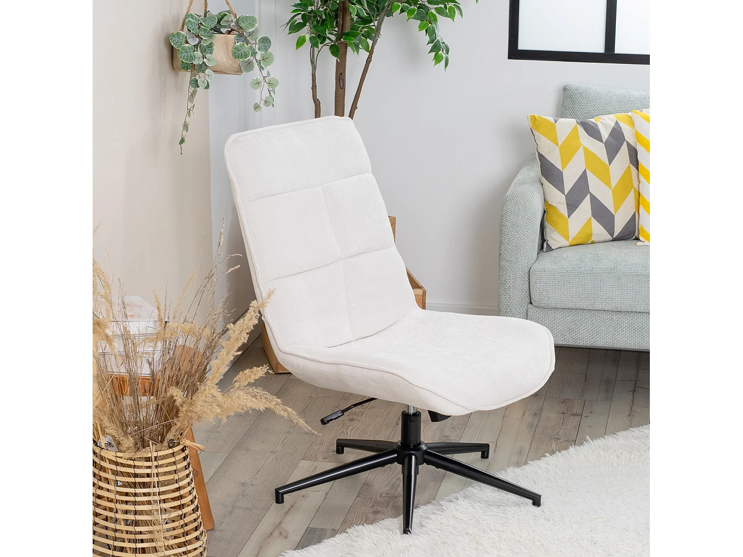 Fauteuil pivotant réglable en hauteur sans accoudoir en chenille style moderne,CHARLOTTE