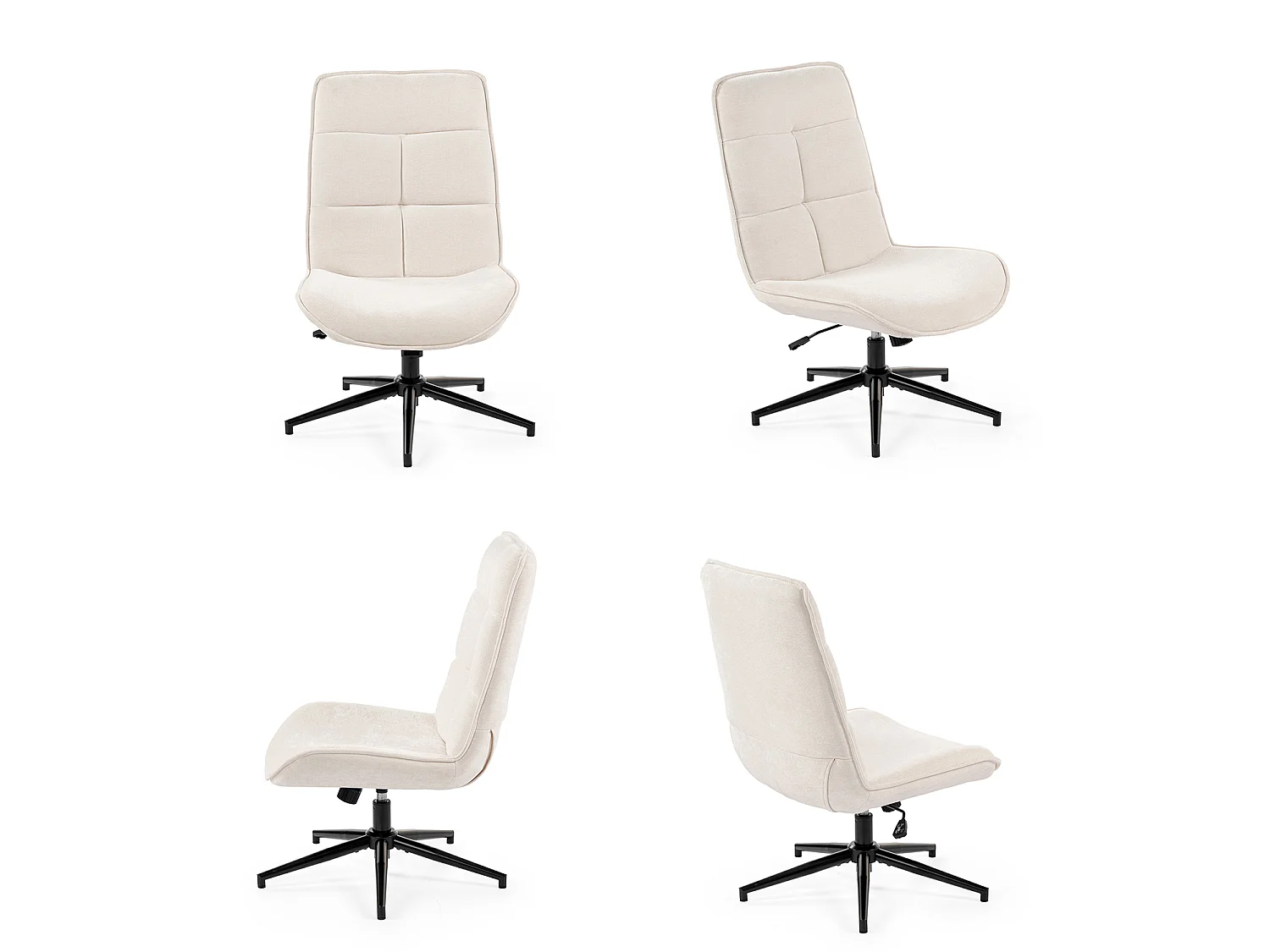 Fauteuil pivotant réglable en hauteur sans accoudoir en chenille style moderne,CHARLOTTE