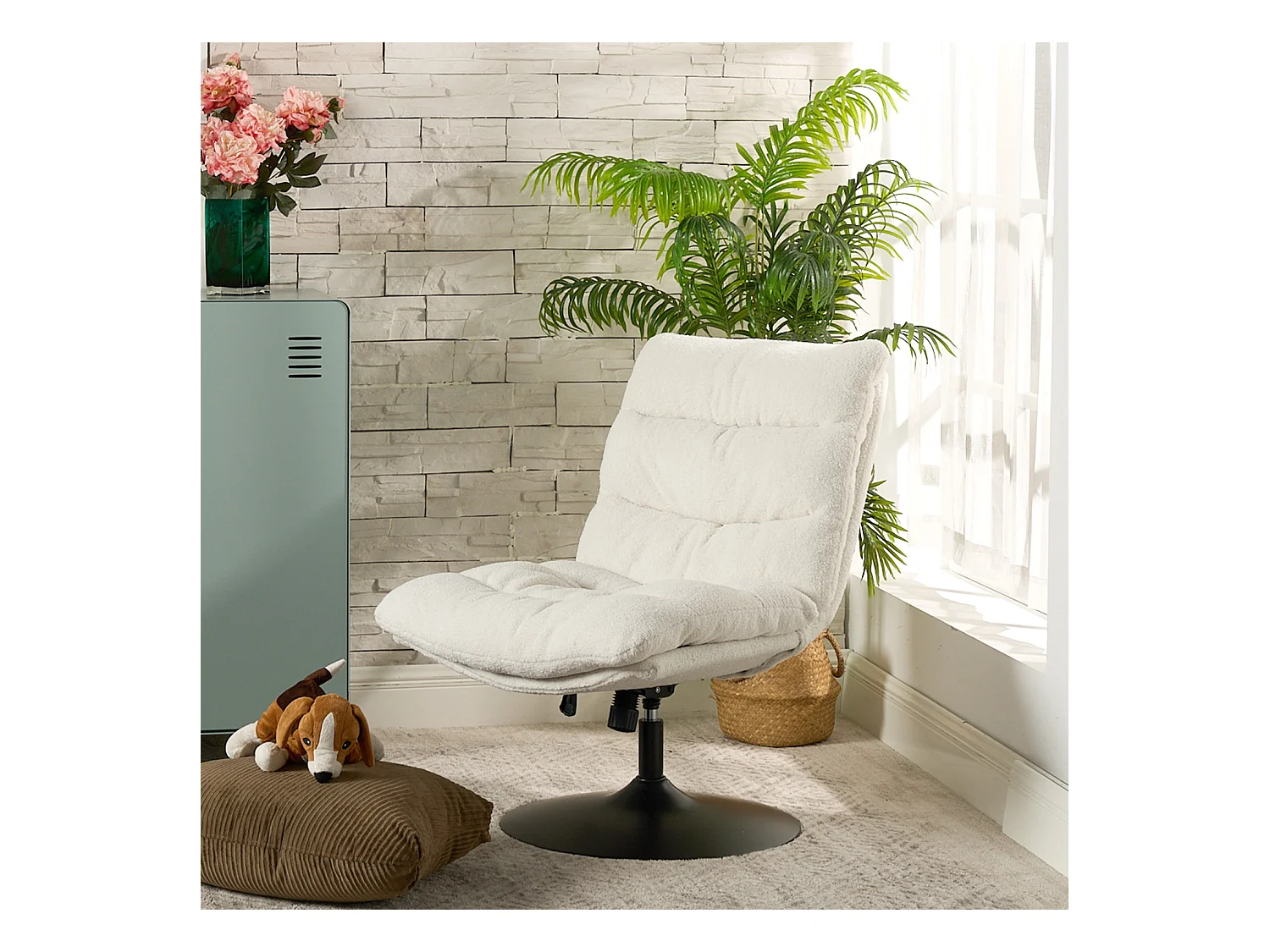 Fauteuil pivotant hauteur réglable avec inclinable sans accoudoirs,LAMBERY