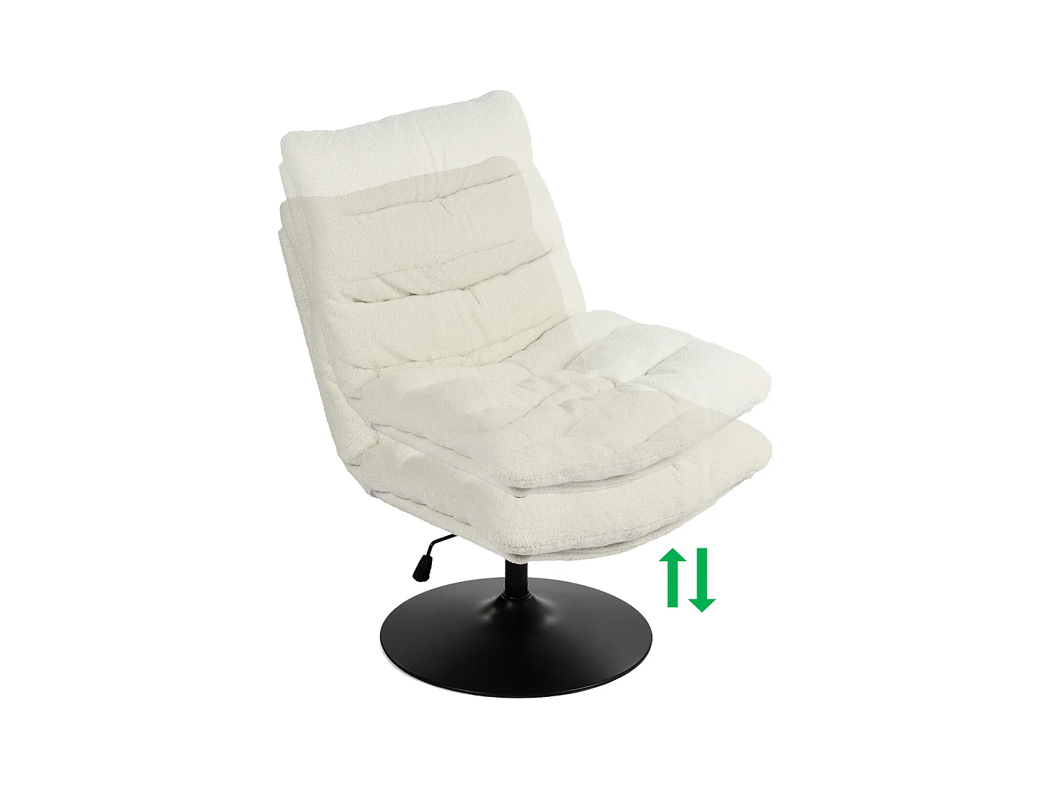 Fauteuil pivotant hauteur réglable avec inclinable sans accoudoirs,LAMBERY