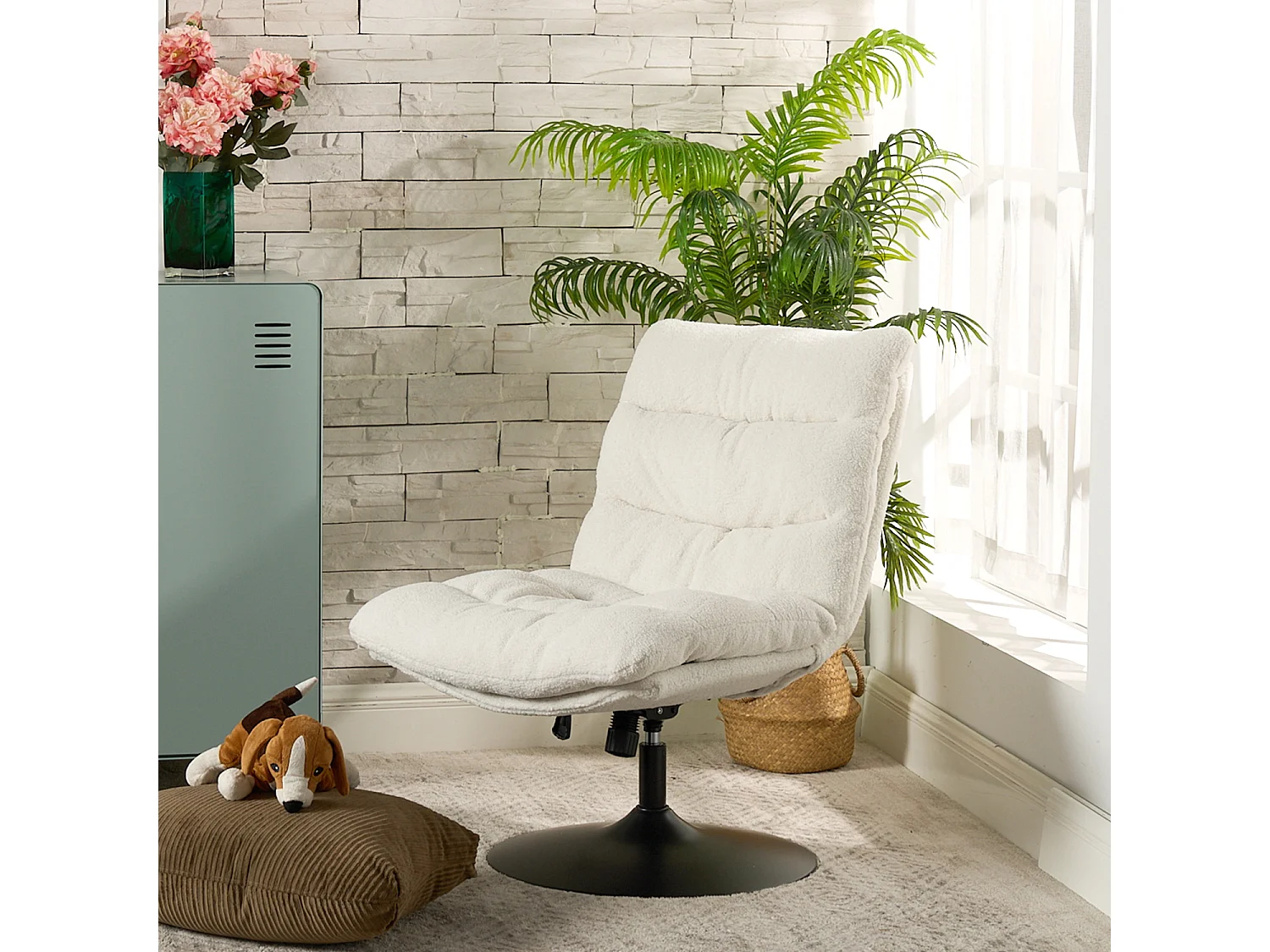 Fauteuil pivotant hauteur réglable avec inclinable sans accoudoirs,LAMBERY