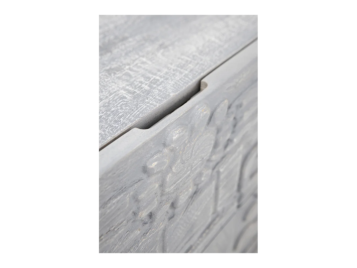 Meuble TV 2 portes et 2 tiroirs gris en bois de manguier