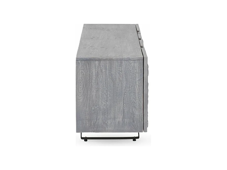 Meuble TV 2 portes et 2 tiroirs gris en bois de manguier