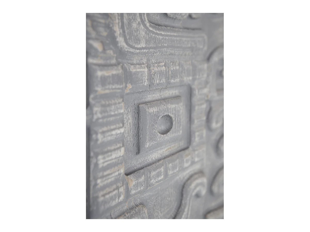 Meuble TV 2 portes et 2 tiroirs gris en bois de manguier