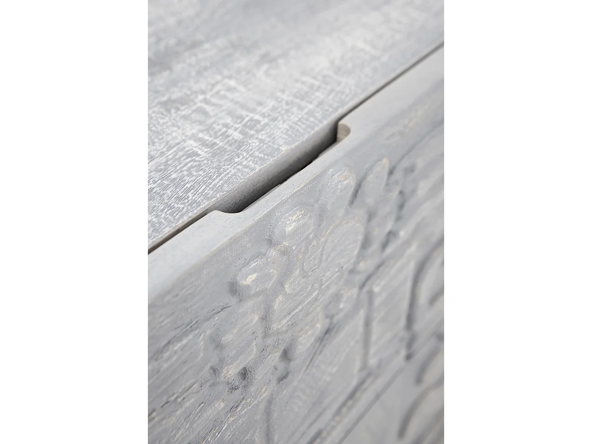 Meuble TV 2 portes et 2 tiroirs gris en bois de manguier