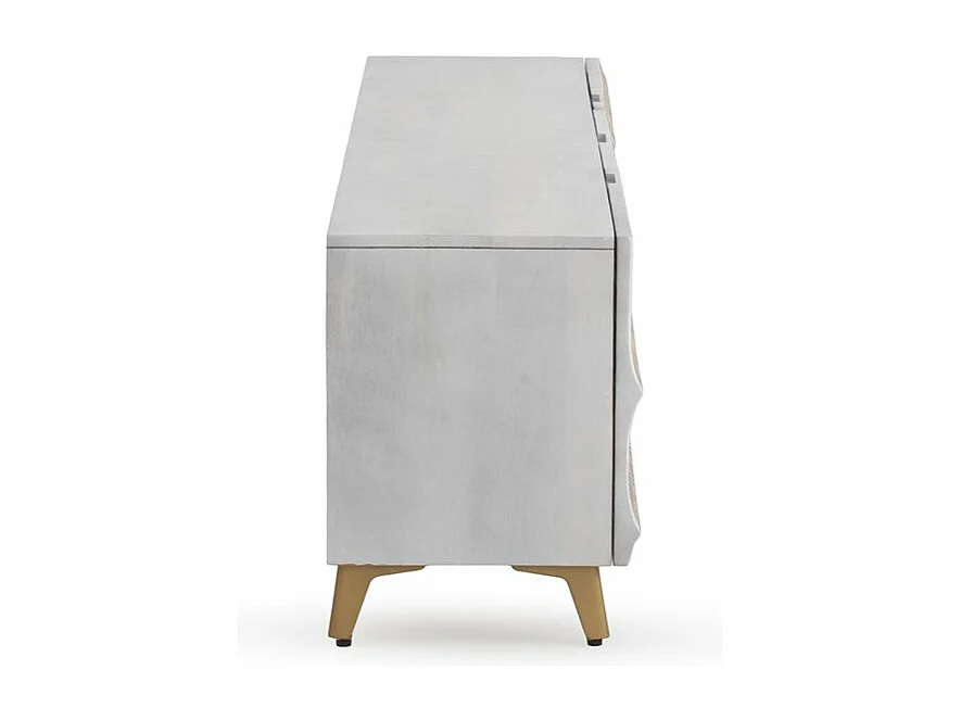 Mobile TV a 2 ante e 2 cassetti patinato bianco in legno di mango