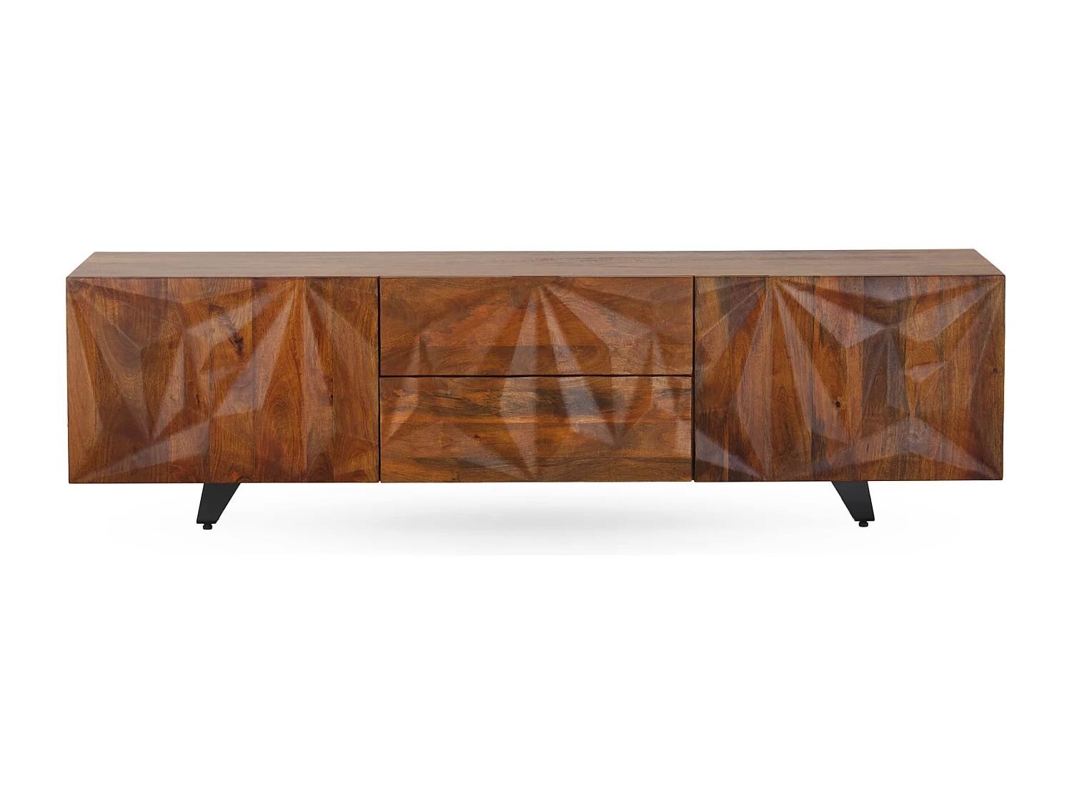 Mobile TV a 2 ante e 2 cassetti in legno massello di mango