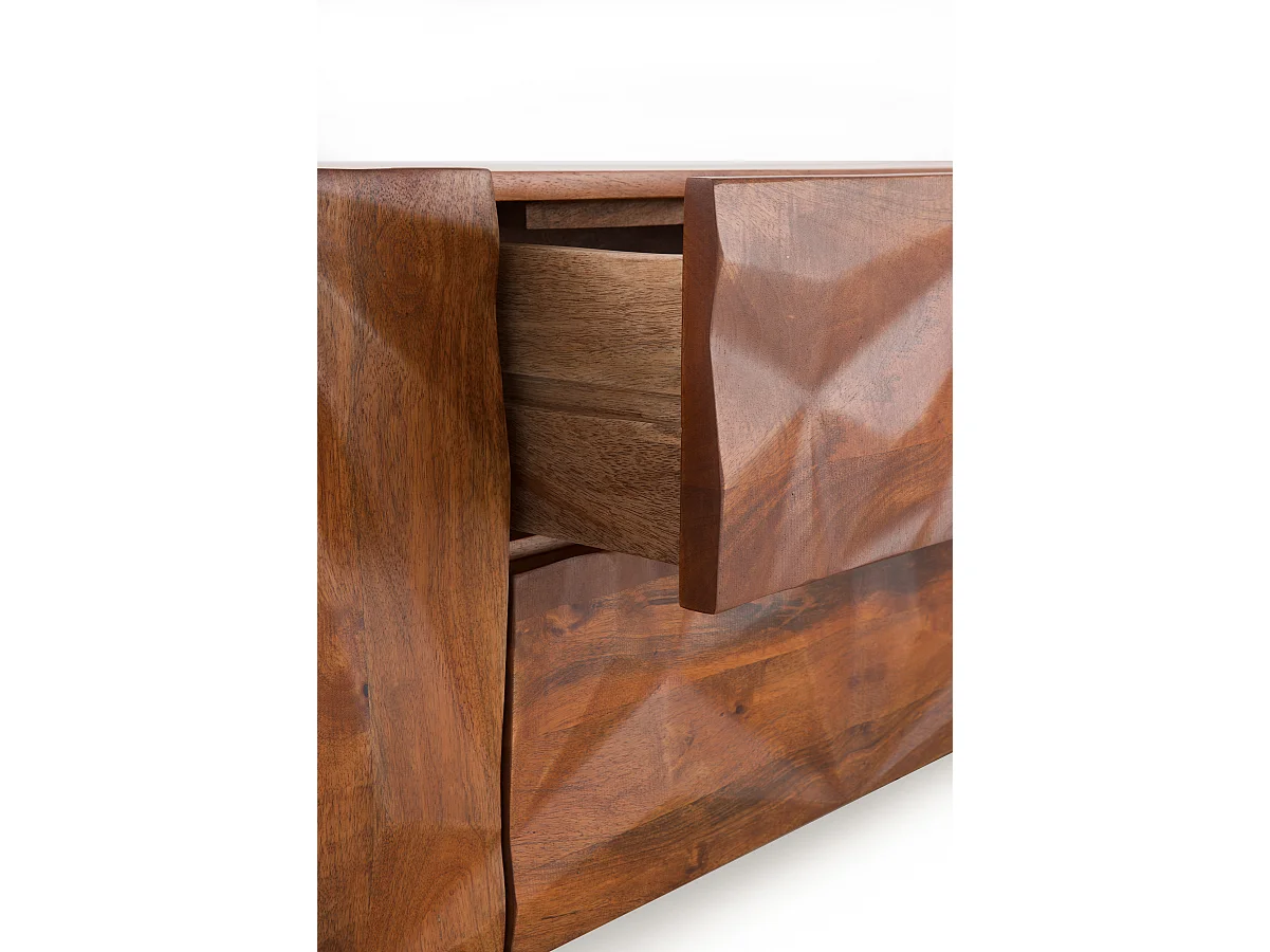 Mobile TV a 2 ante e 2 cassetti in legno massello di mango