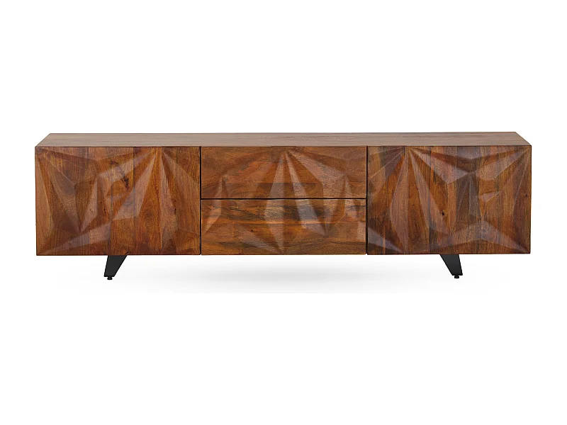 Mobile TV a 2 ante e 2 cassetti in legno massello di mango