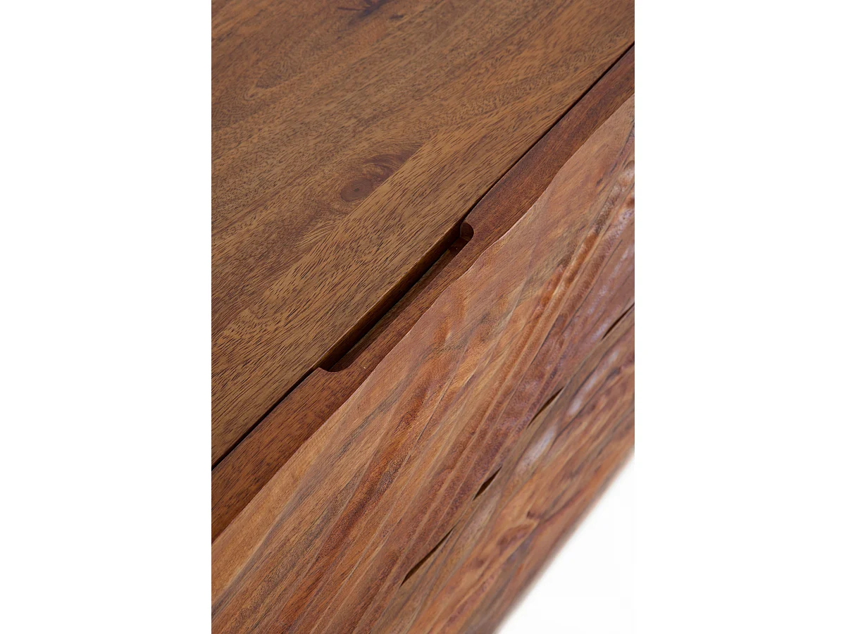 Meuble TV 2 portes et 2 tiroirs en bois massif de manguier