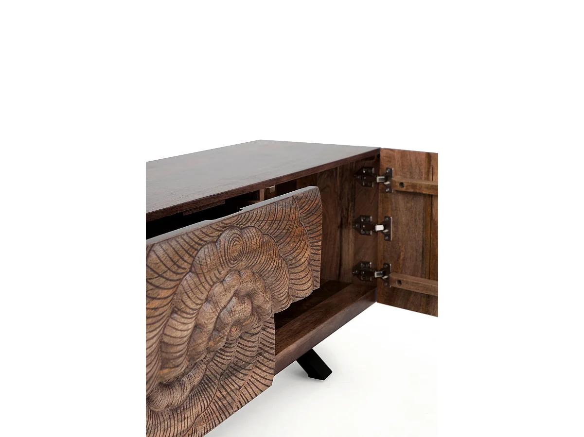 Meuble TV 2 portes et 2 tiroirs en bois massif de manguier