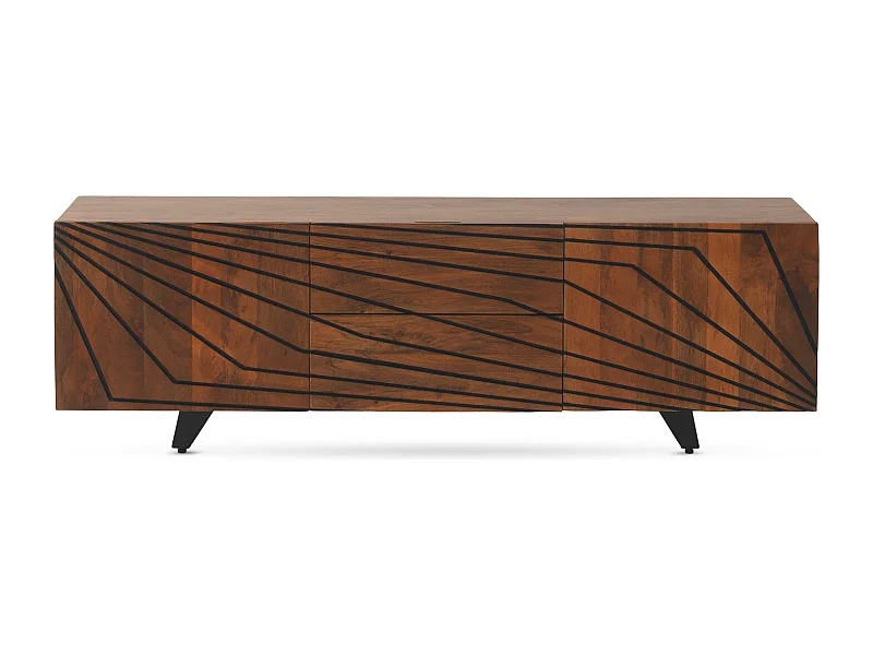 Mueble TV de 2 puertas y 2 cajones de madera maciza de mango