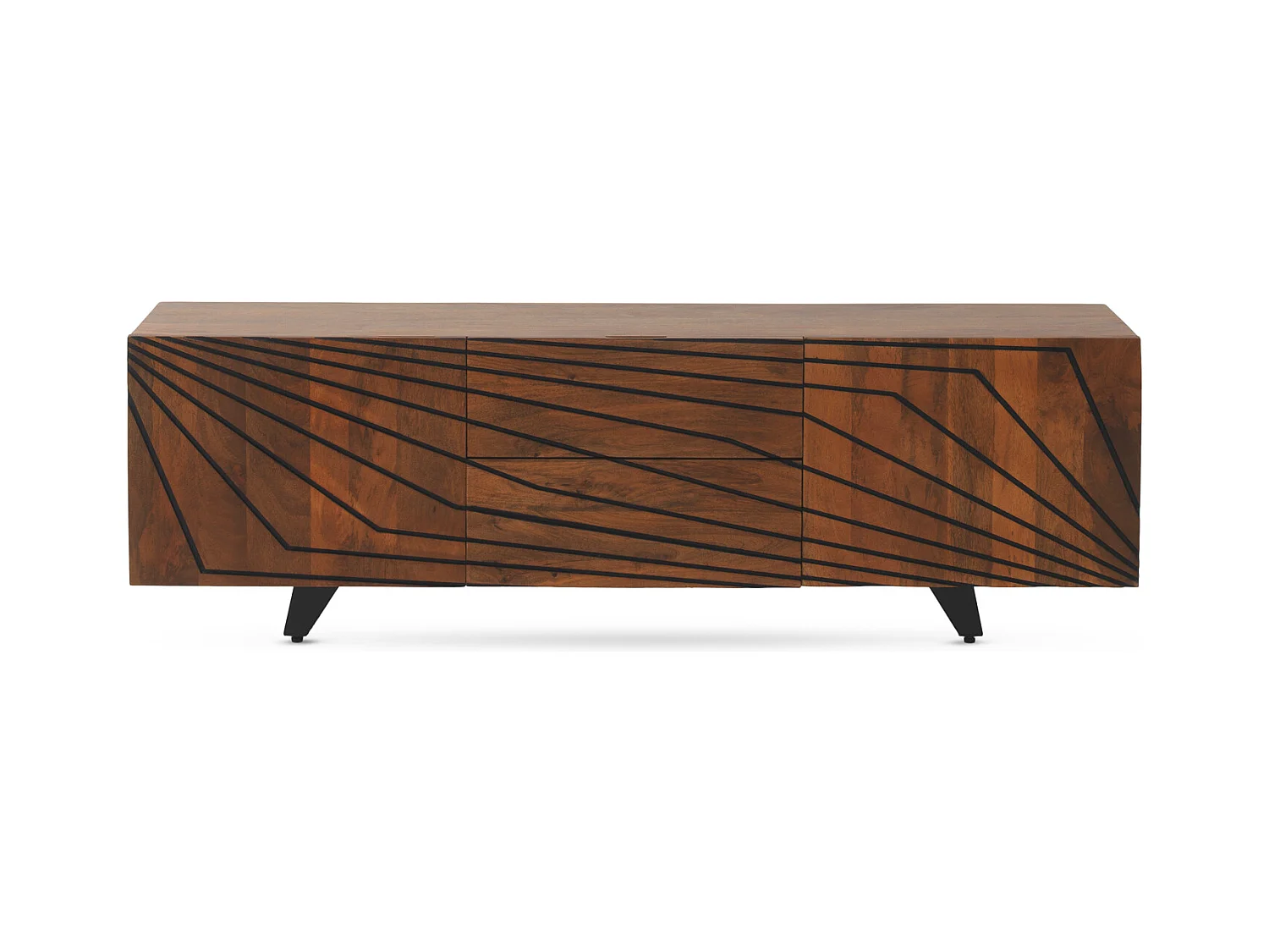 Mueble TV de 2 puertas y 2 cajones de madera maciza de mango