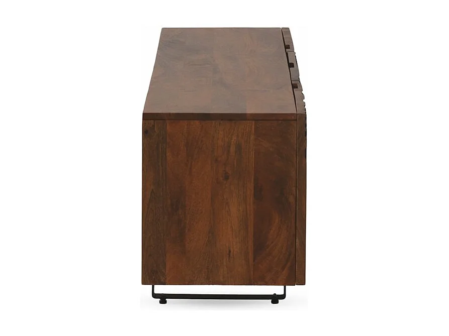 Meuble TV à 2 portes et 2 tiroirs en bois massif de manguier