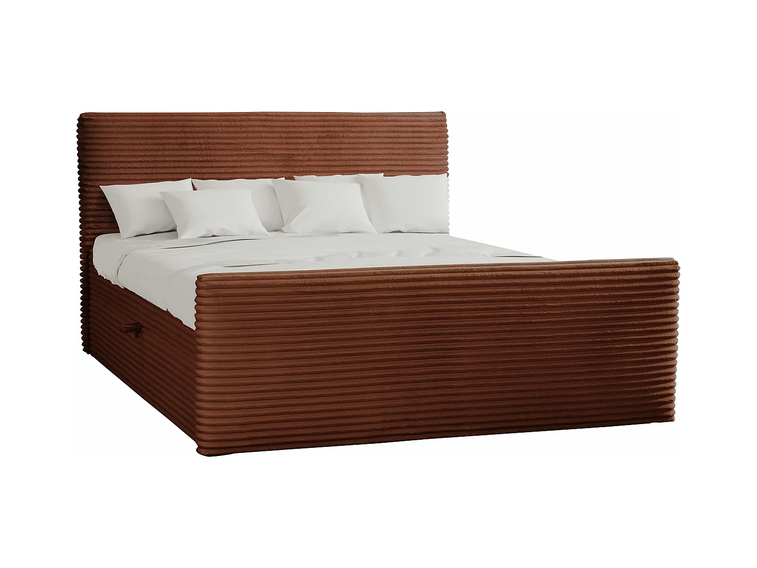 Lit à sommier tapissier avec sommier et surmatelas TRENTO tissu peluche cordon 200x200 cm cuivre H3-Bonell