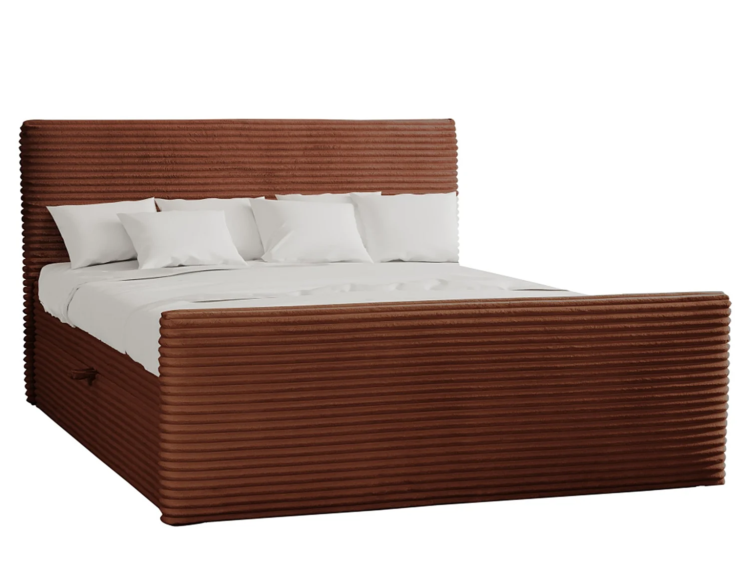 Boxspringbett mit bettkasten und topper TRENTO stoff  Plüsch Cord 160x200 cm Kupfer H3-Bonell