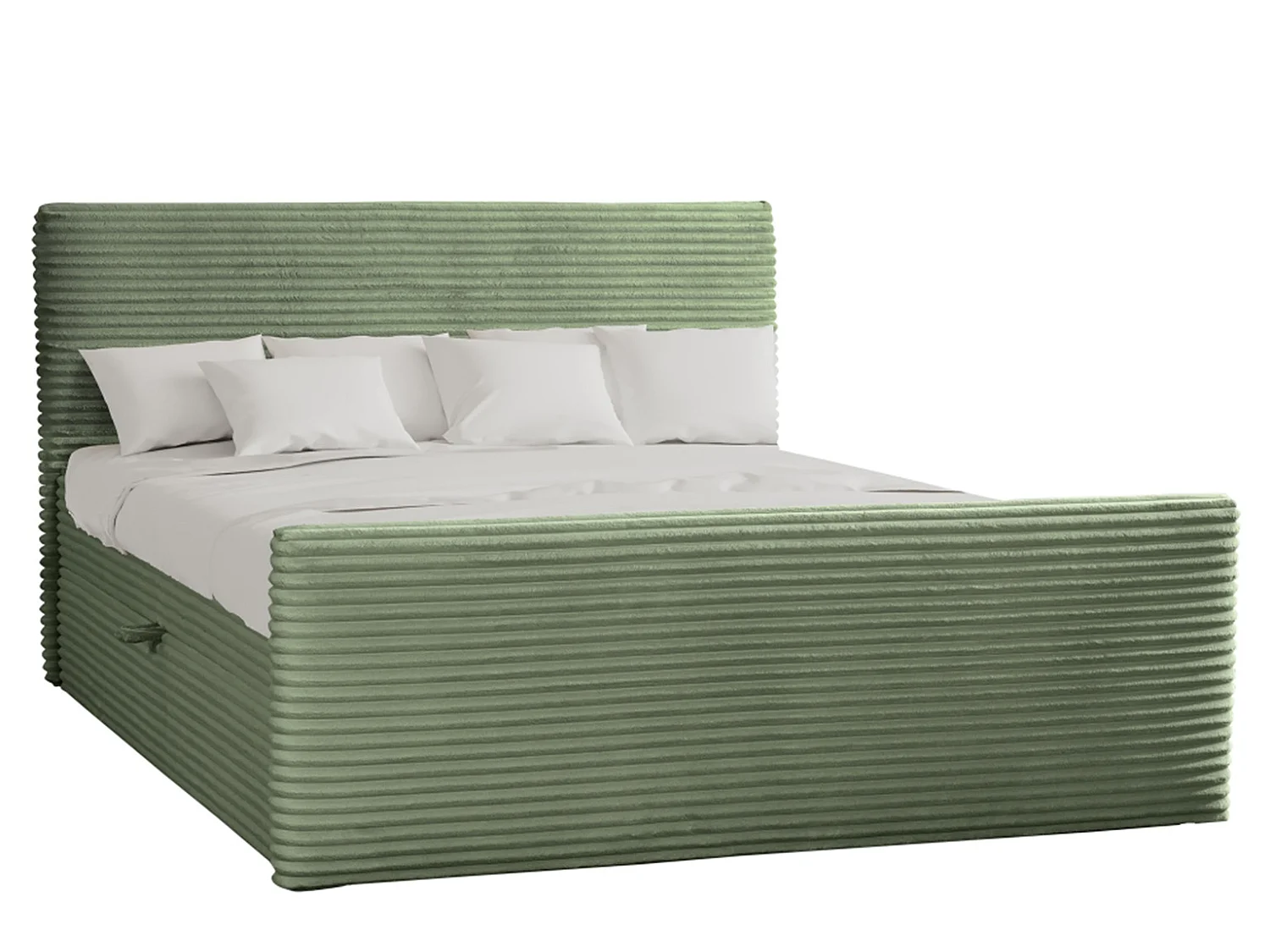 Boxspringbett mit bettkasten und topper TRENTO stoff  Plüsch Cord 180x200 cm Olive H3-Bonell