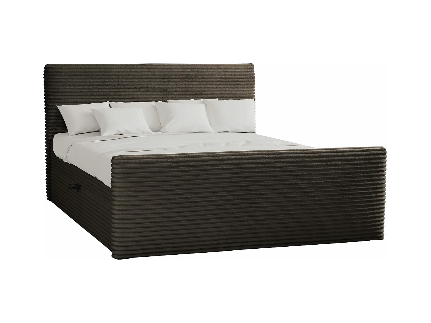 Lit à sommier tapissier avec sommier et surmatelas TRENTO en tissu peluche 120x200 cm marron H3-Bonell
