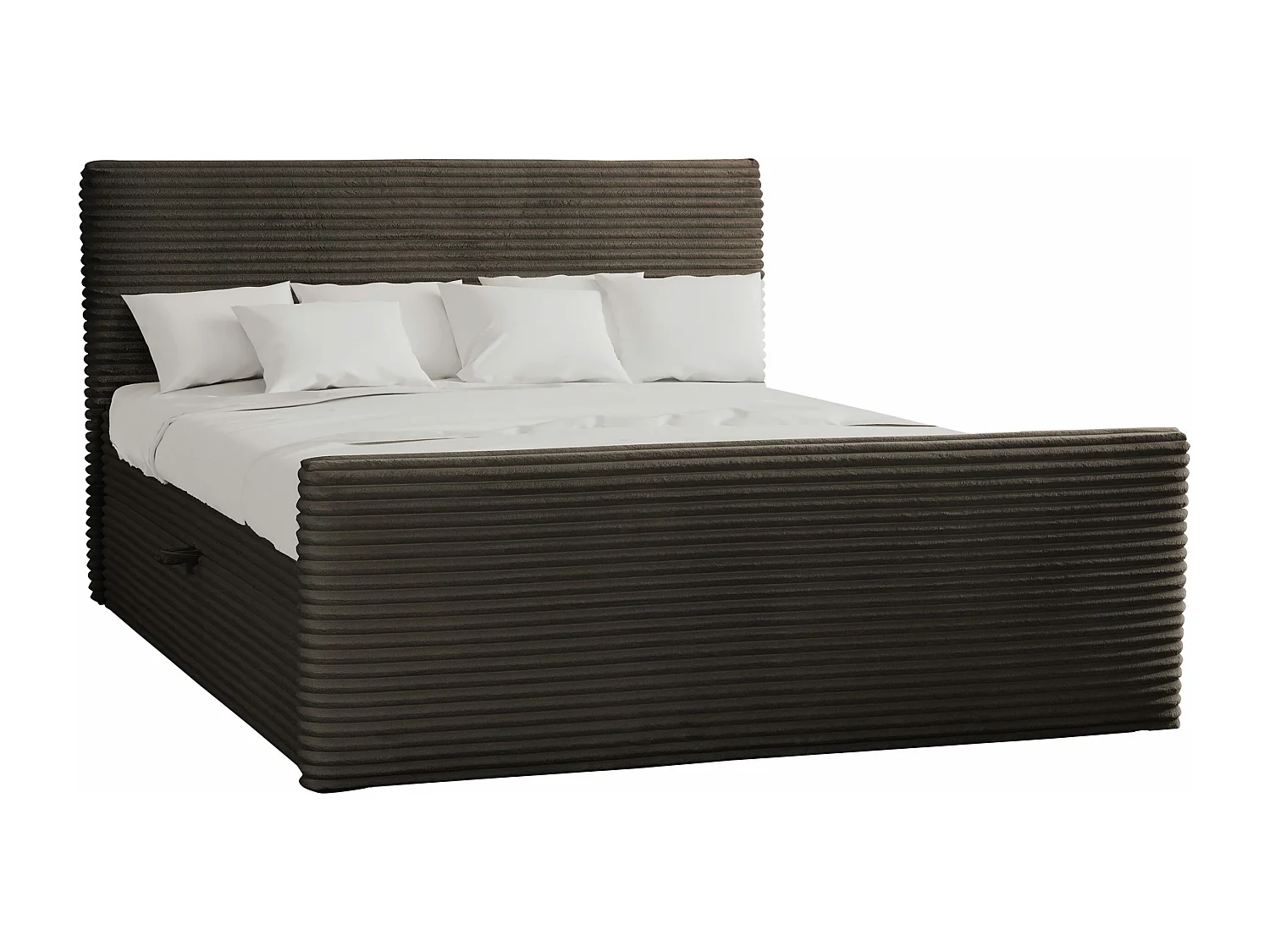 Lit à sommier tapissier avec sommier et surmatelas TRENTO en tissu peluche 120x200 cm marron H3-Bonell