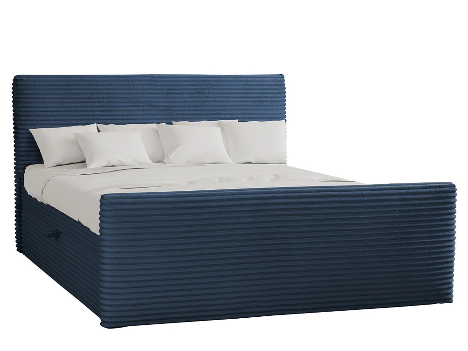 Boxspringbett mit bettkasten und topper TRENTO stoff  Plüsch Cord 180x200 cm Dunkelblau H3-Bonell