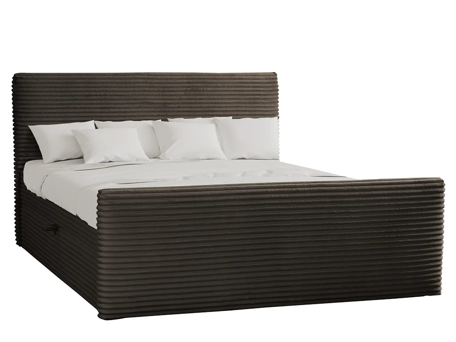 Boxspringbett mit bettkasten und topper TRENTO stoff  Plüsch Cord 180x200 cm Braun H3-Bonell