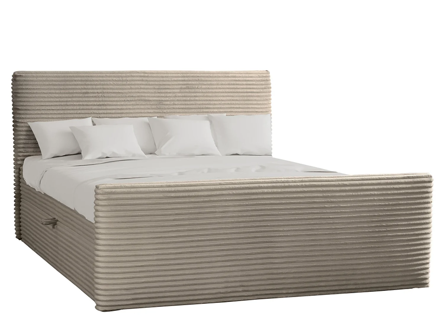 Boxspringbett mit bettkasten und topper TRENTO stoff  Plüsch Cord 140x200 cm Beige H3-Bonell