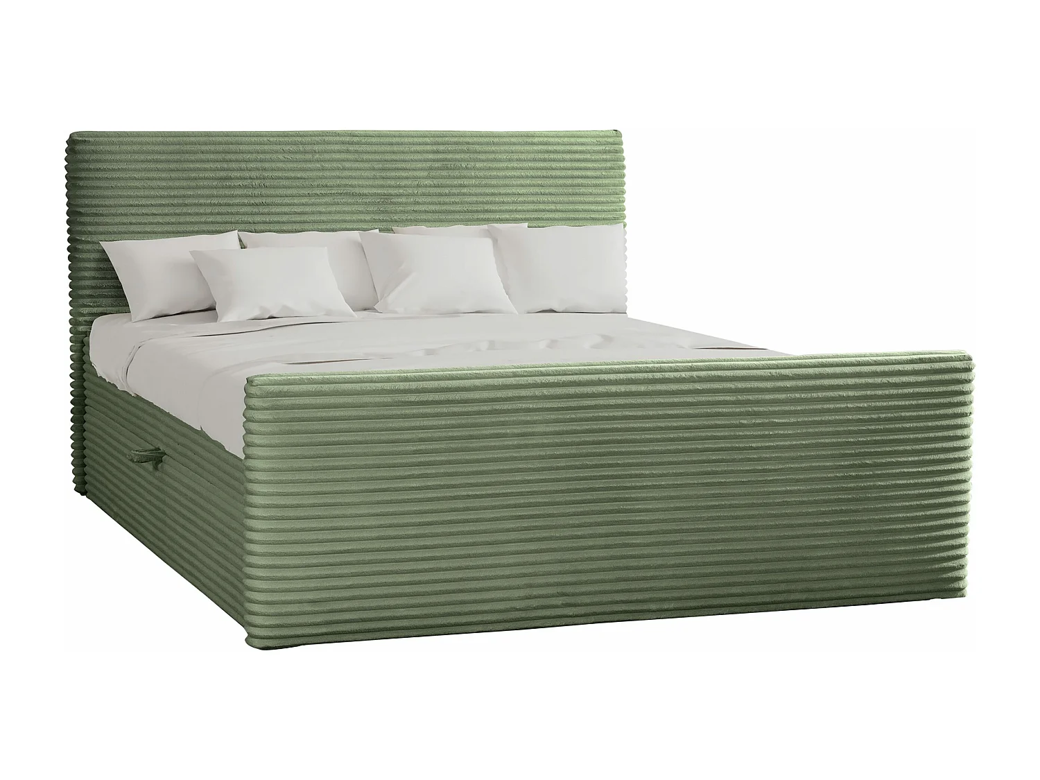 Lit à sommier tapissier avec sommier et surmatelas TRENTO en tissu peluche 200x200 cm Olive H3-Bonell