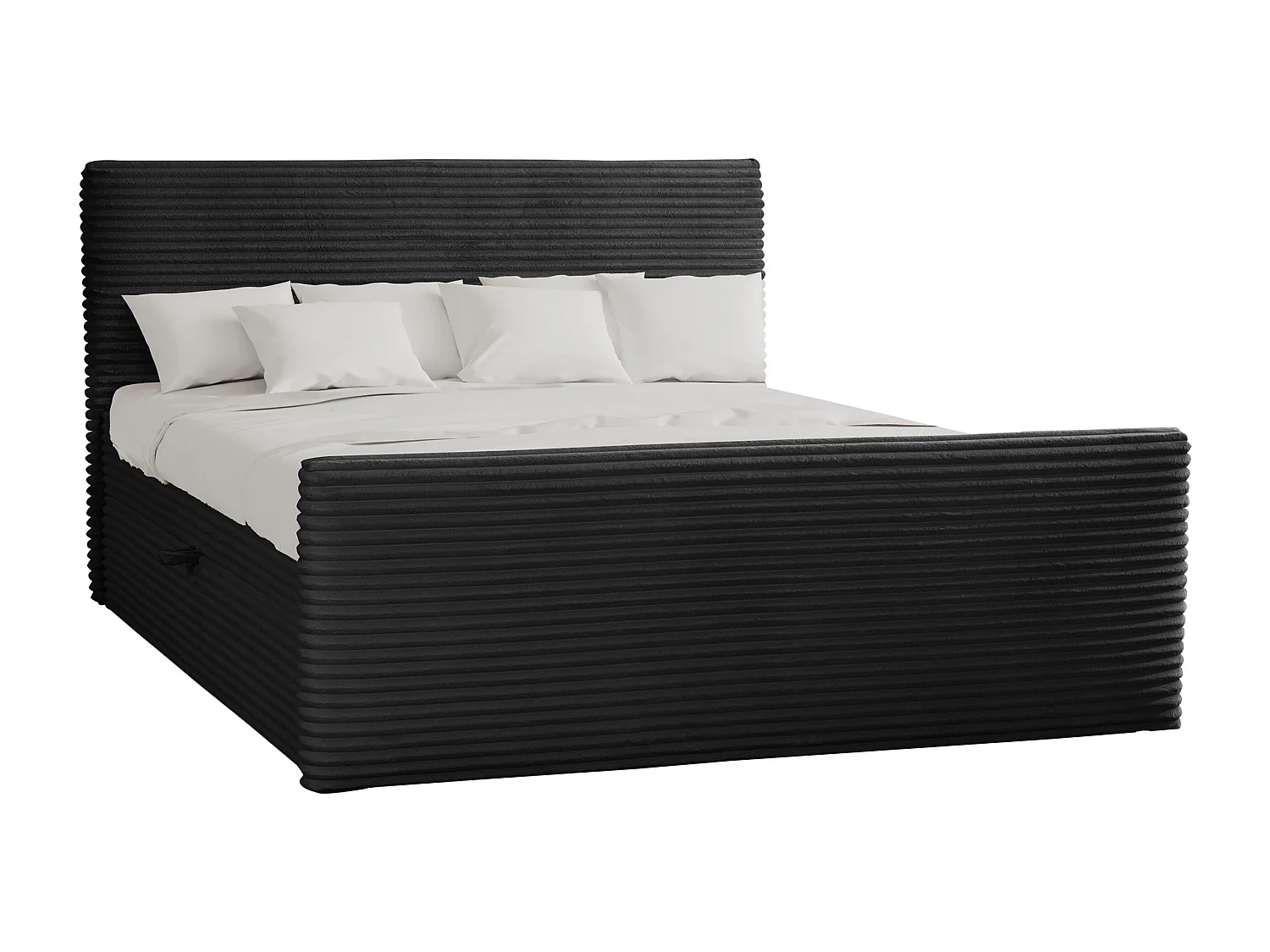 Boxspringbett mit bettkasten und topper TRENTO stoff  Plüsch Cord 200x200 cm Schwarz H3-Bonell