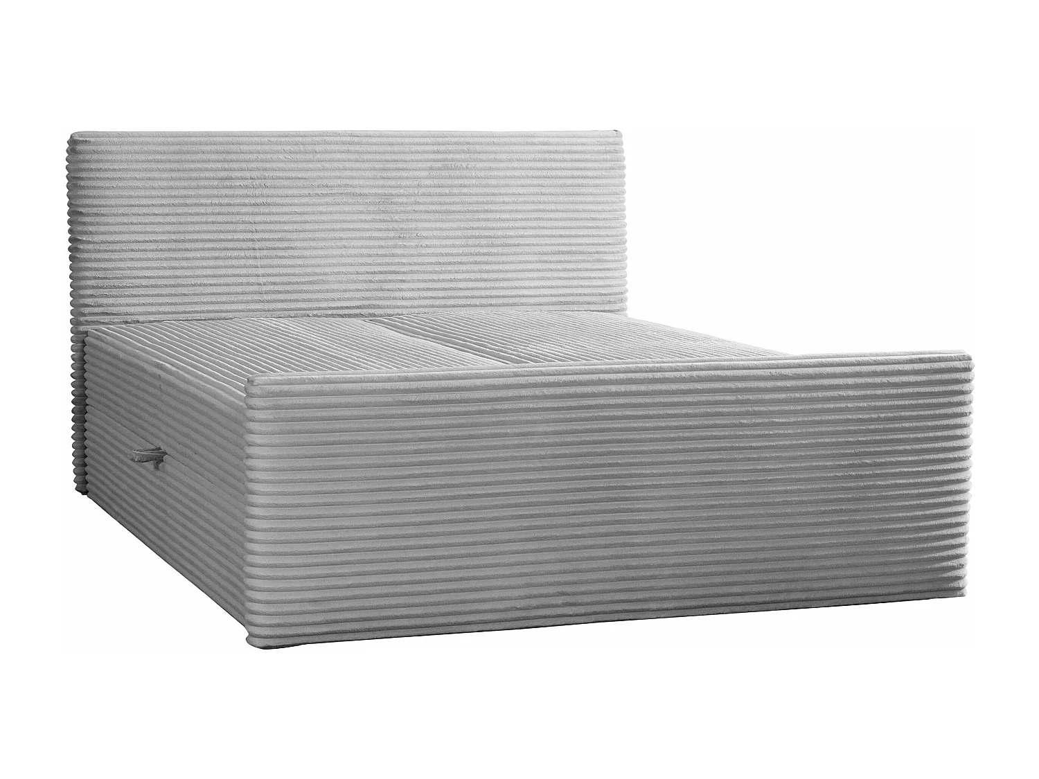 Lit à sommier tapissier avec sommier et surmatelas TRENTO en tissu peluche 200x200 cm gris clair H3-Bonell