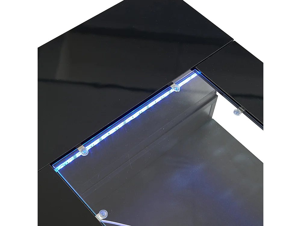 Table basse LED avec commande Bluetooth par application table double couche design creux brillant pour fêtes bureaux et salons noir