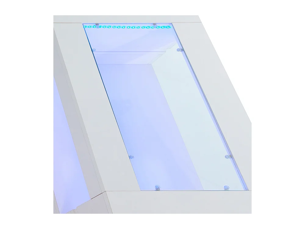 Table basse LED avec commande Bluetooth par application table double couche design creux brillant pour fêtes bureaux et salons blanc