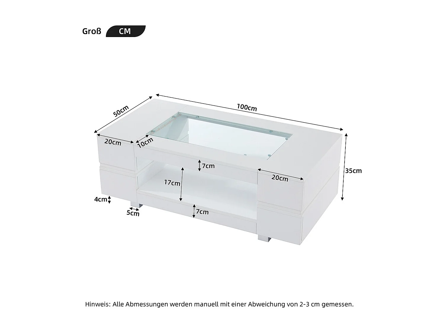 Table basse LED avec commande Bluetooth par application table double couche design creux brillant pour fêtes bureaux et salons blanc