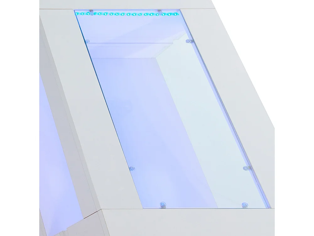 Table basse LED avec commande Bluetooth par application table double couche design creux brillant pour fêtes bureaux et salons blanc