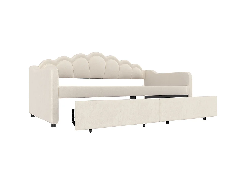 Lit avec rangement 90x200 cm lit de jour avec tiroirs canapé-lit lit simple velours bande LED à couleurs changeantes beige