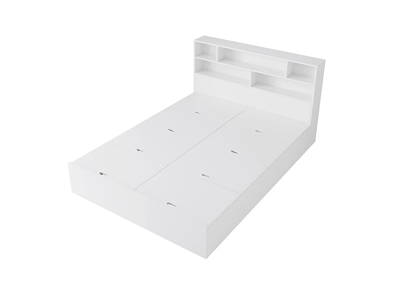 Lit avec rangement 140x200 cm lit double avec port USB avec coffre de rangement sous le lit avec espace de rangement blanc