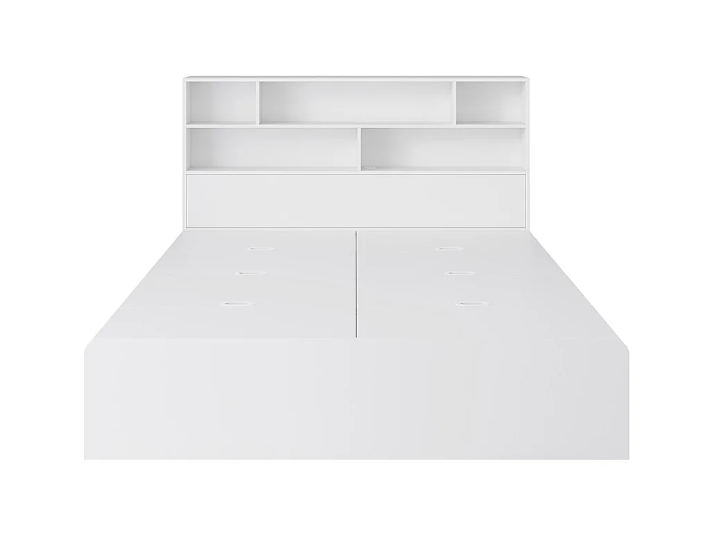Lit avec rangement 140x200 cm lit double avec port USB avec coffre de rangement sous le lit avec espace de rangement blanc