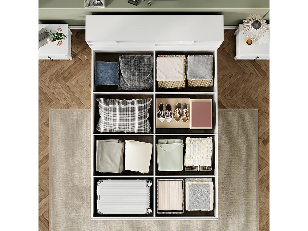 Lit avec rangement 140x200 cm lit double avec port USB avec coffre de rangement sous le lit avec espace de rangement blanc