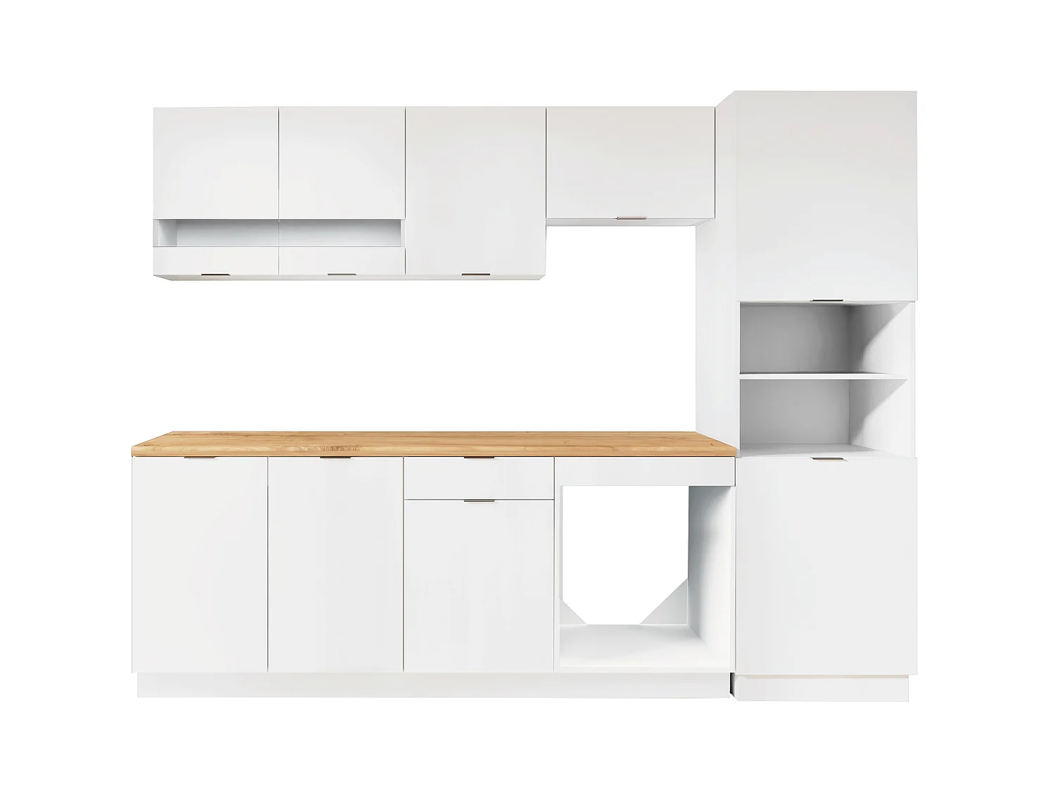 Ensemble cuisine complète + colonne - Blanc et Naturel - CARMEO