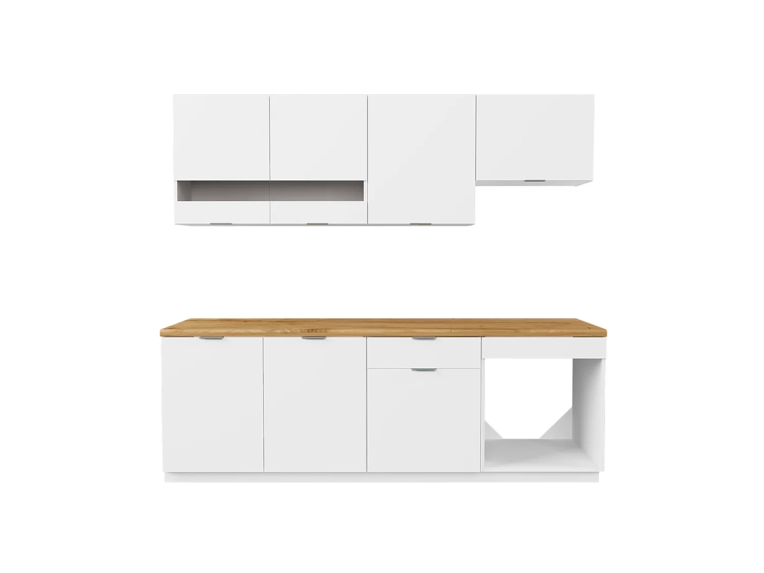 Ensemble cuisine complète + colonne - Blanc et Naturel - CARMEO