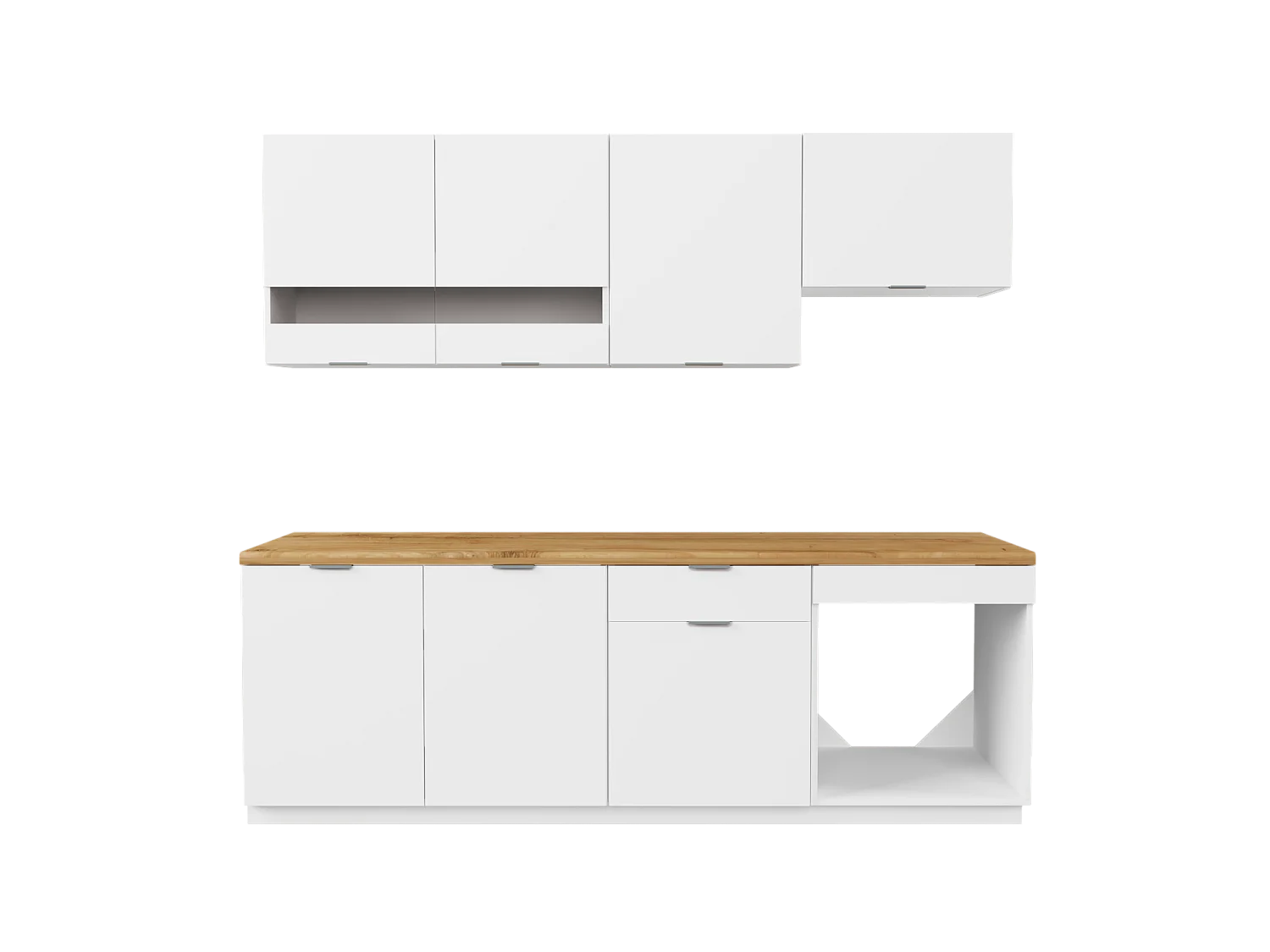 Conjunto cozinha completa + coluna branco e natural - CARMEO