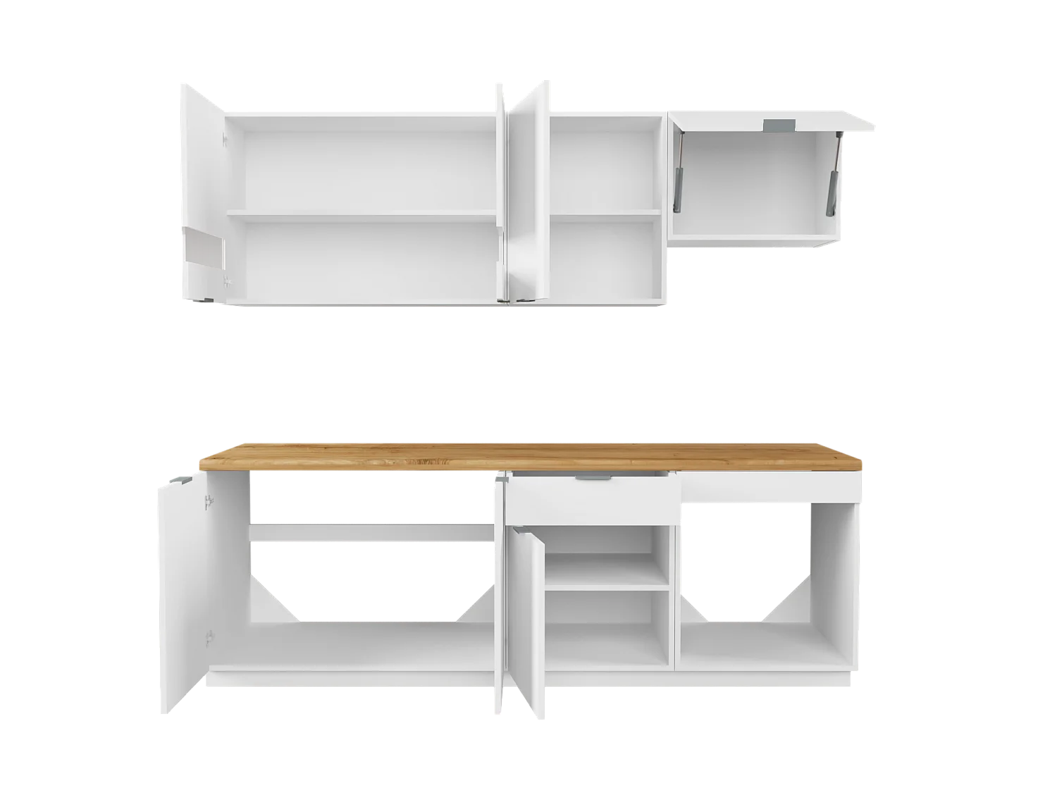 Conjunto cozinha completa + coluna branco e natural - CARMEO