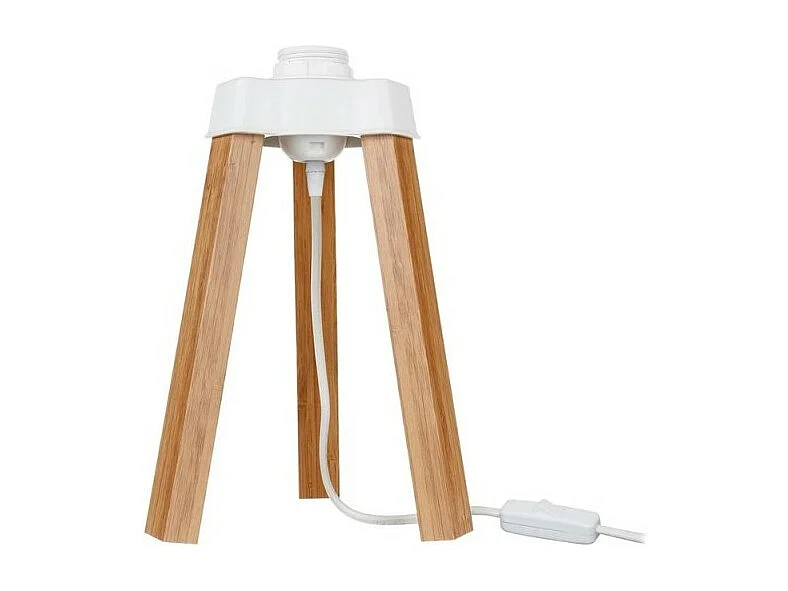 Lampada da tavolo treppiede rovere e paralume tessuto colore verde PIKORO2638