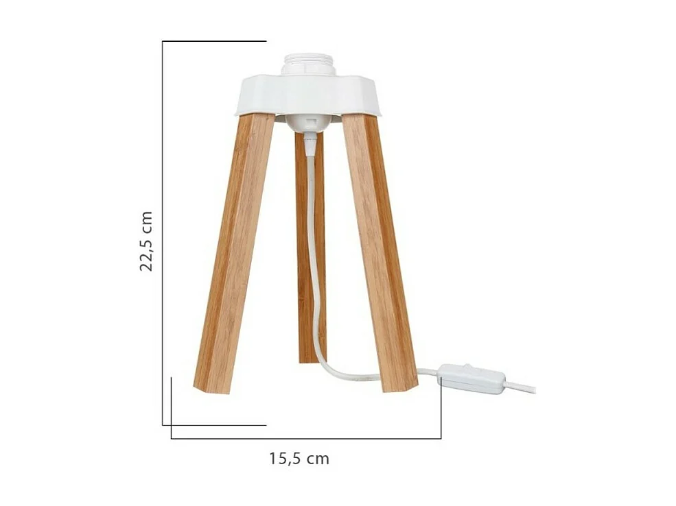 Lampada da tavolo treppiede rovere e paralume tessuto colore verde PIKORO2638