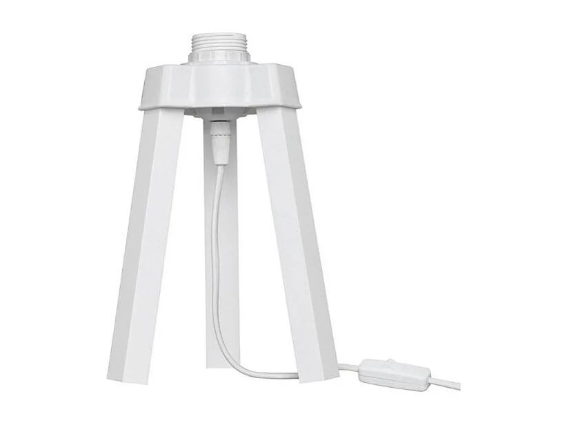 Lampada da tavolo treppiede bianco e paralume tessuto colore beige PIKOBI2634