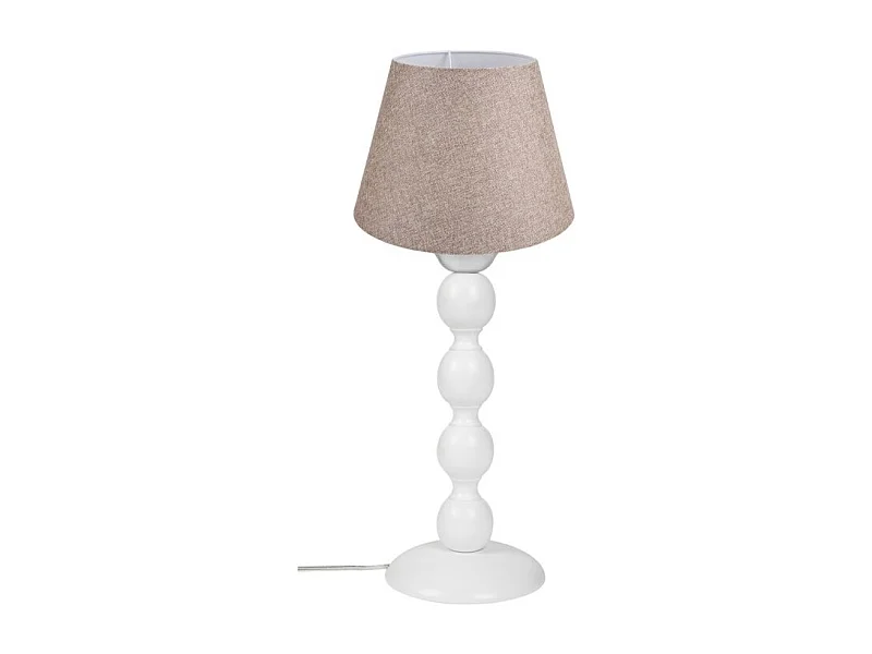 Lampada da tavolo base bianca e paralume tessuto colore beige LAGUNAH372634